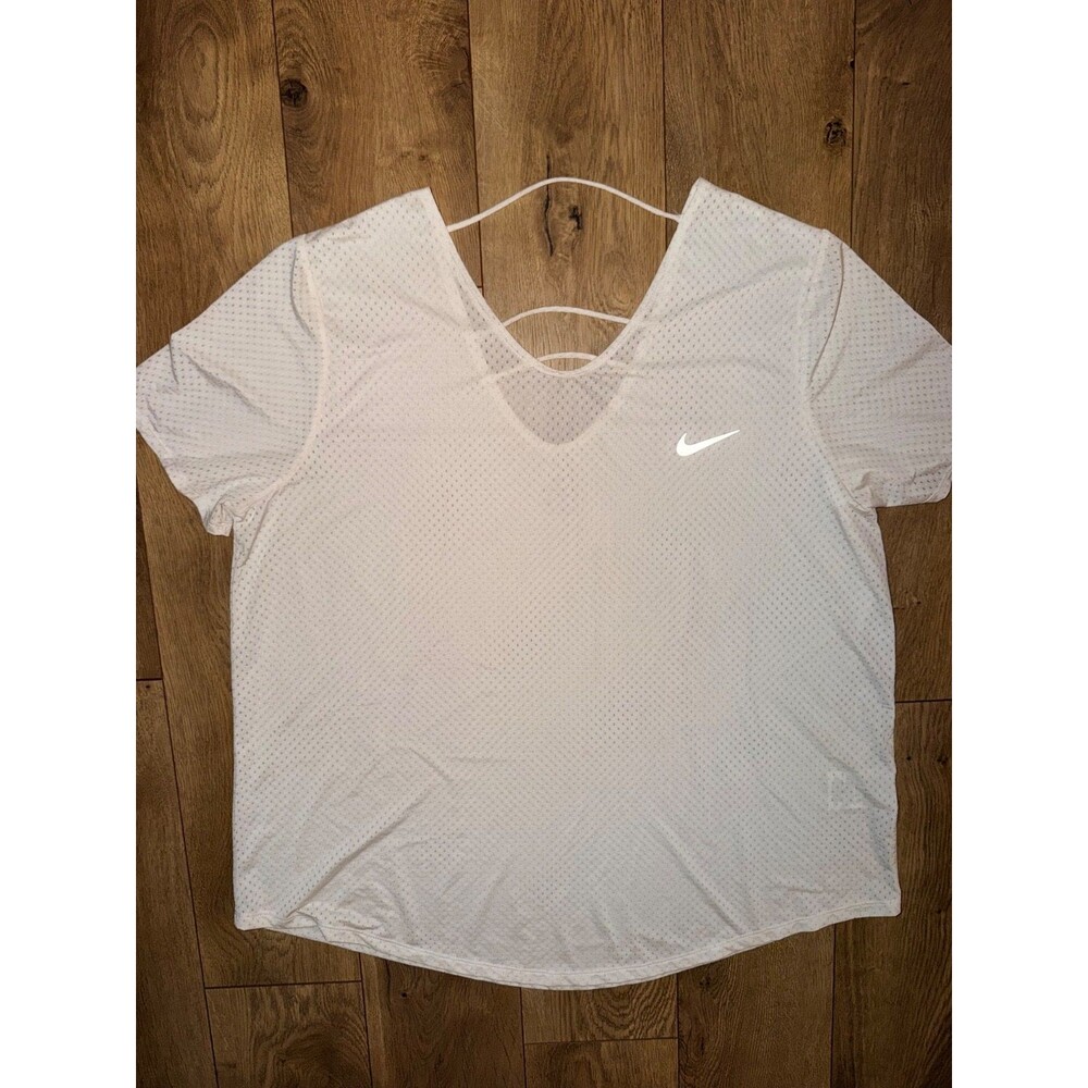 Womens NIKE DRIFIT T-shirt Open Back Off White SIZE XXL RN#56323 Mesh Material